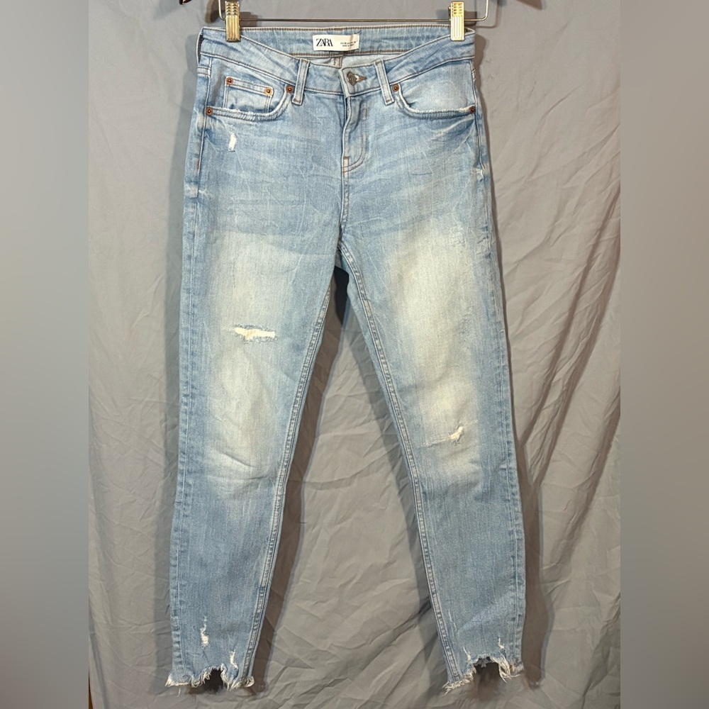 ZARA Light Blue Distressed Jeans NWOT